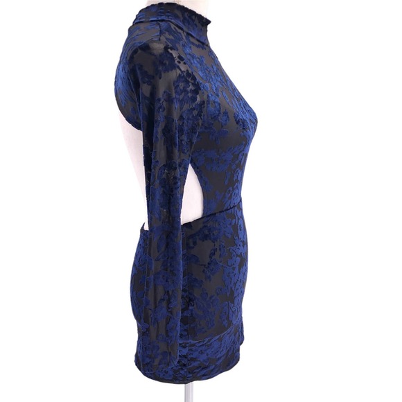 Lucy in the Sky Womens Size Small Burnout Velvet Floral Body-Con Mini Dress - Picture 3 of 7